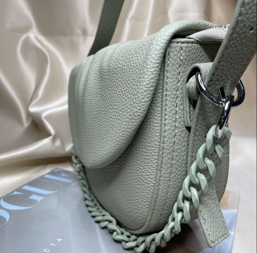 Stella Leather Half Moon Croosbody Bag ( light Green )